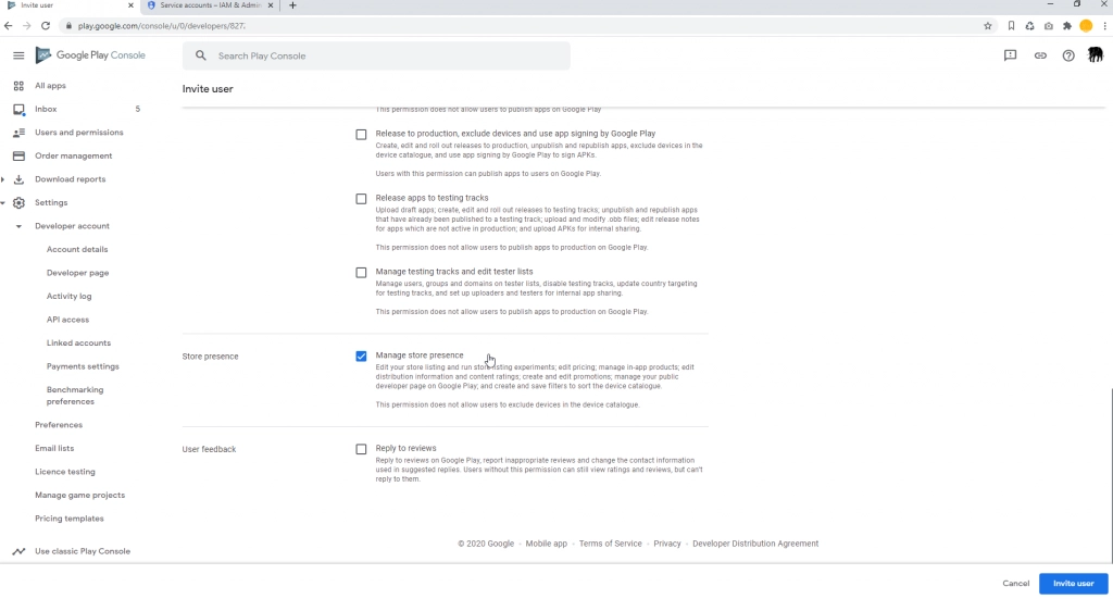 Set Google Play Access Set Permissions