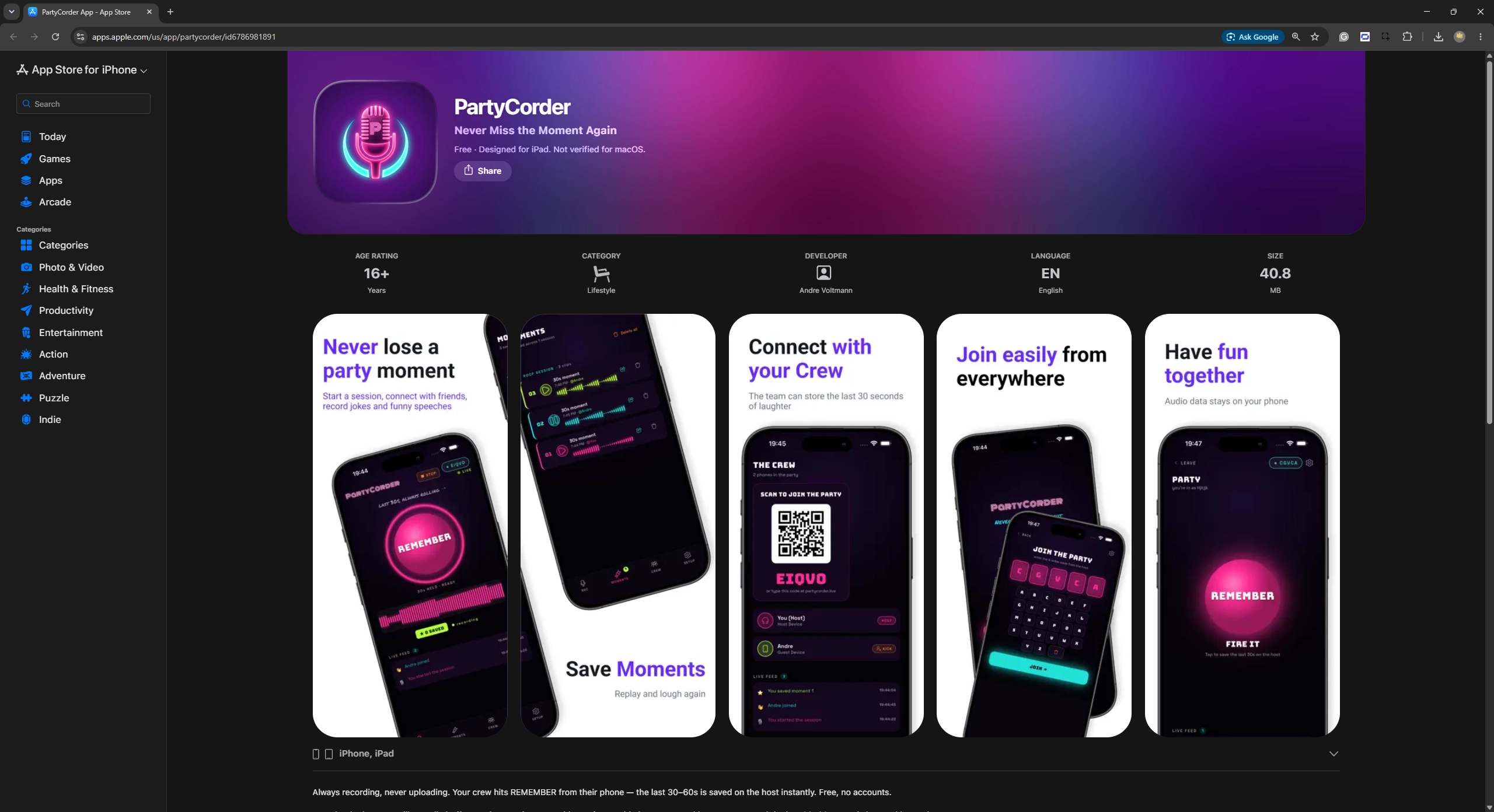 PartyCorder on the App Store