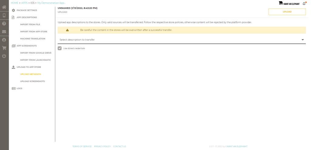 Upload and transfer with a click