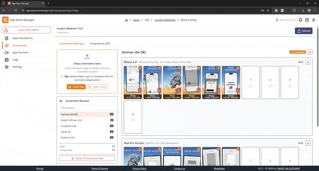 App Store Manager — Screenshot Upload
